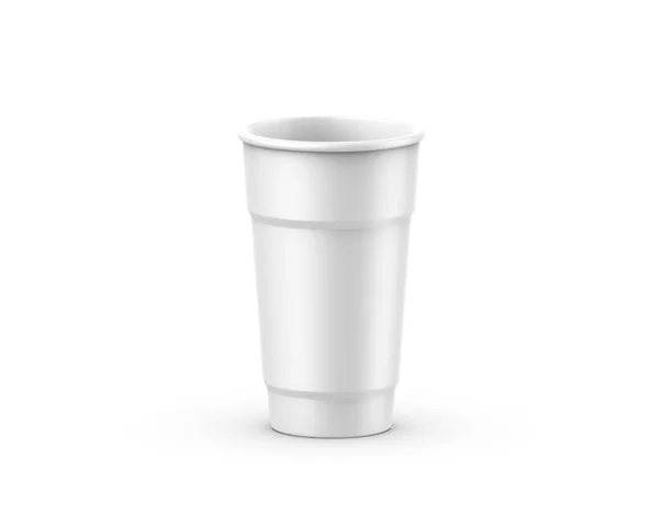 冷たい飲み物 ソーダポップ アイスティーやコーヒー カクテル ミルクシェイク用の使い捨てカップ 隔離された白い背景の上のモックアップテンプレート 3Dレンダリングイラスト — ストック写真