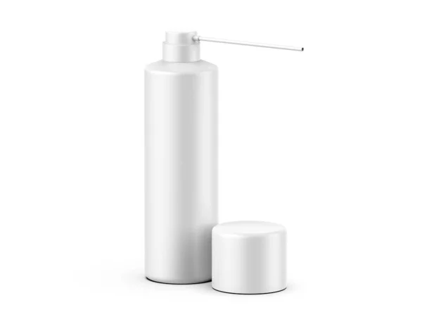 Spray Aerossol Branco Pode Com Modelo Tubo Palha Mockup Ilustração — Fotografia de Stock