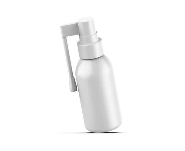 用长且短喷嘴喷雾器喷雾器喷雾干燥的塑料瓶 50毫升现实的3D示例 在孤立的白色背景上包装模型模板 — 图库照片