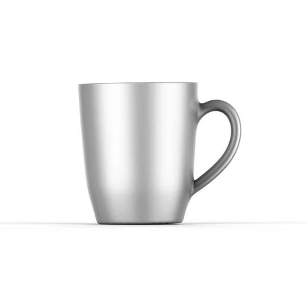Metalik Seramik Çay Fincanı Modelleme Şablonu Beyaz Arka Planda Porselen — Stok fotoğraf