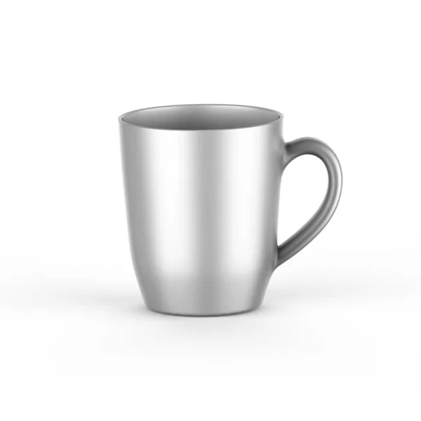 Metallic Ceramic Tea Cup Mockup Template Porcelain Coffee Mug White — Stock Photo, Image