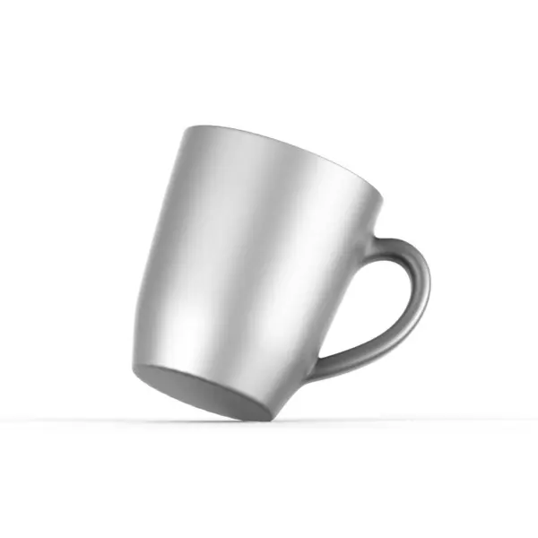 金属セラミックティーカップモックアップテンプレート ホワイトバックグラウンドの磁器コーヒーマグ 3Dレンダリングイラスト — ストック写真