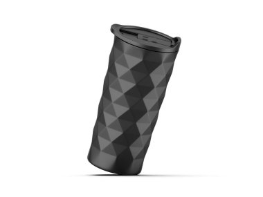 Süpürge kahve bardağı boş model şablonu 3D illüstrasyon.