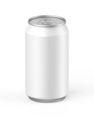 Metalik bira, soda, meyve suyu, enerji içeceği ve maden suyu için maket, markalaşma için ambalaj şablonu, 3D illüstrasyon