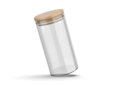 Boş cam depolama kavanozu modelleme şablonu 3d illüstrasyon.