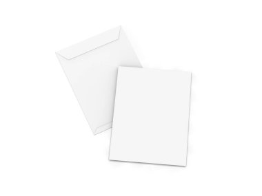 9x12 Envelope mockup. Empty blank paper C4 size envelope mockup on isolated white background. 3d illustration clipart