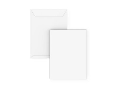 9x12 Envelope mockup. Empty blank paper C4 size envelope mockup on isolated white background. 3d illustration clipart