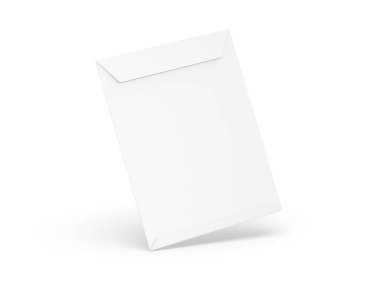 9x12 Envelope mockup. Empty blank paper C4 size envelope mockup on isolated white background. 3d illustration clipart