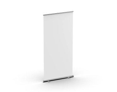 Retractable banner mockup, standee roll up banner mock up template on isolated white background, 3d illustration