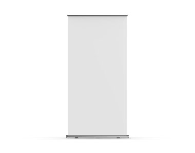Retractable banner mockup, standee roll up banner mock up template on isolated white background, 3d illustration