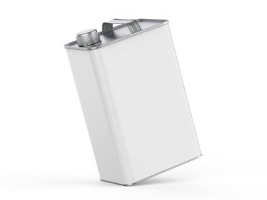 Damgalama ve modelleme için kapaklı metal teneke kutu, 3 boyutlu illüstrasyon.