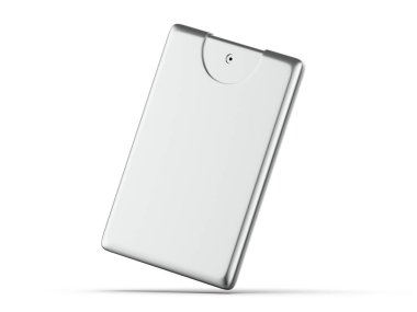 Metalik bitiş parfüm modeli, parfüm örneği test kutusu markalaşma için maket, 3D illüstrasyon.