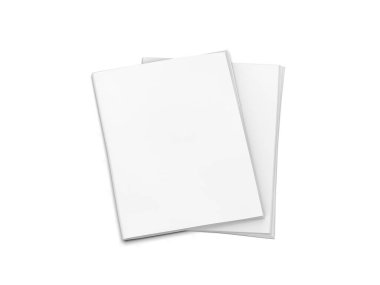 İzole edilmiş beyaz arkaplan üzerindeki boş beyaz gazete maketi şablonu, 3d illüstrasyon