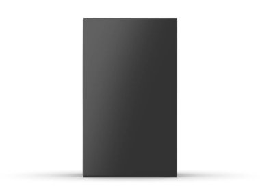 Siyah karton kutu maketi, ambalaj karton karton kutu markalaşma ve sunum için şablon, 3d illüstrasyon