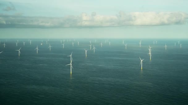 北海のオランダ Domburg Borselle風力発電所の空中ビュー — ストック動画