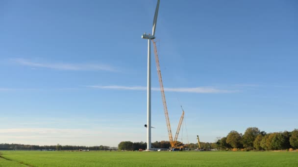 荷兰Galder正在建造的风力发电场 — 图库视频影像