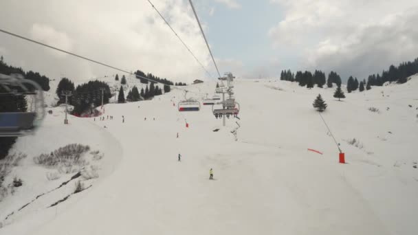 Ski Lereng Dan Angkat Ski Tengah Perubahan Iklim Perancis — Stok Video
