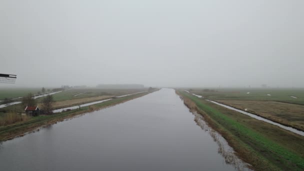 Canals Windmill Ditches Polders Bleskensgraaf Netherlands — Stock Video
