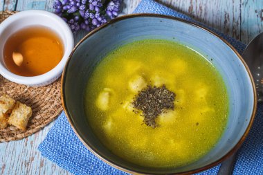 Dushpara, Azerbaycan mutfağında geleneksel bir çorbadır. Yüksek kalite fotoğraf