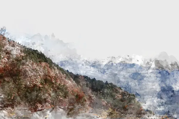 Cordillera Colorida Abstracta Japón Sobre Fondo Pintura Ilustración Acuarela — Foto de Stock