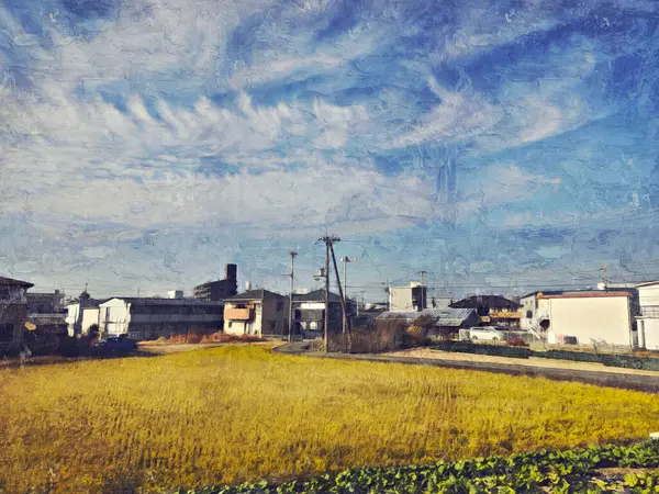Abstraktní Vrchol Hory Fuji Kawaguchiko Japonsko Pozadí Akvarel Ilustrace — Stock fotografie