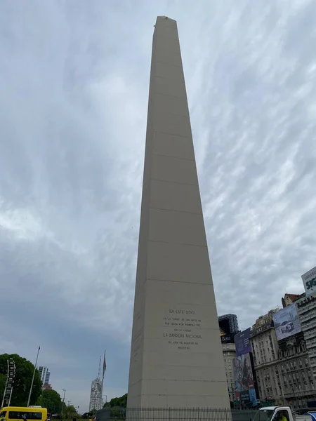 Der Obelisk Obelisco Das Bekannteste Wahrzeichen Der Argentinischen Hauptstadt Buenos — Stockfoto