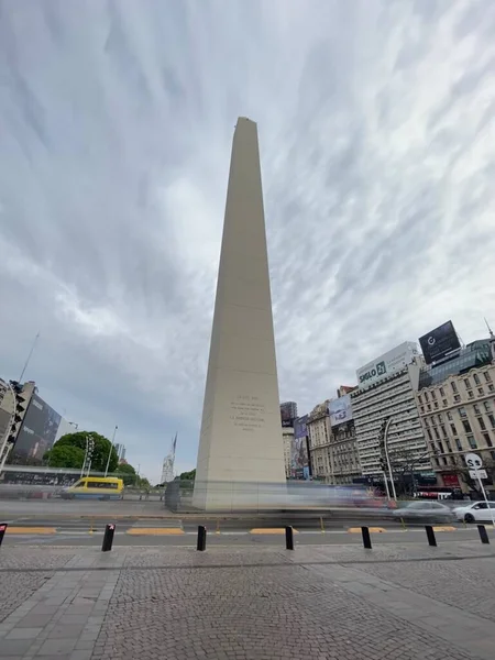 Der Obelisk Obelisco Das Bekannteste Wahrzeichen Der Argentinischen Hauptstadt Buenos — Stockfoto