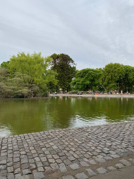 Lago Día Soleado Gran Parque Público Buenos Aires Argentina —  Fotos de Stock