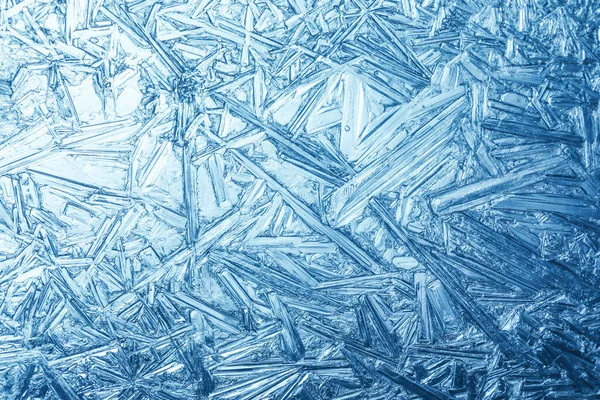 Wintry Tło Zimą Mróz Pokryte Okno Wzoru Kryształów Lodu — Zdjęcie stockowe