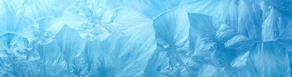 Wintry Háttér Téli Fagy Fedett Ablak Mintázatú Jégkristályok — Stock Fotó