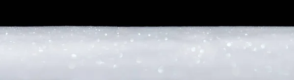Banner Smooth Sparkling Glittering White Snow Isolated Black — Stock Photo, Image