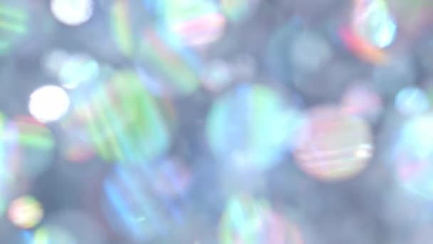 Luxurious Soft Blue Background Glittering Floating Particles Shiny Rainbow Reflection — Stock Video