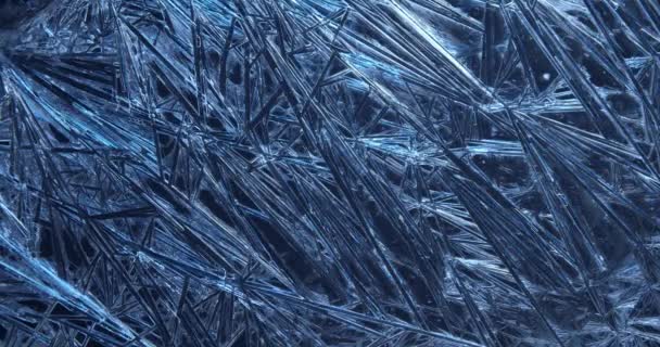 Frost Covered Window Lights Shimmering Glittering Ice Crystals — Stock Video