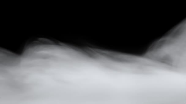 慢速移动的滚滚烟云或带着一缕蒸气在黑色上旋转的雾气 — 图库视频影像