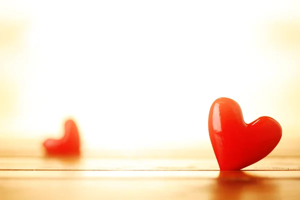 Two Shiny Red Hearts Valentines Day Ліцензійні Стокові Фото