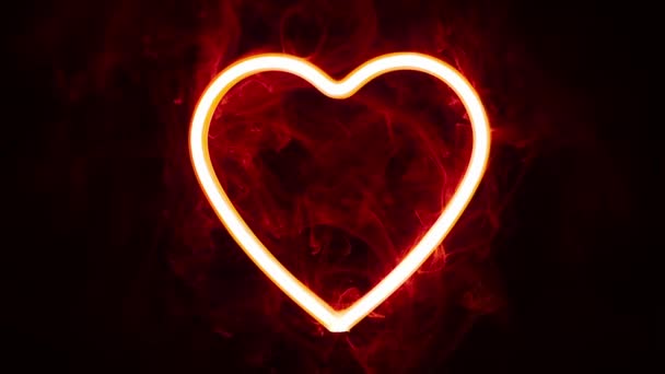 Świecące Serce Powoli Płonące Gorącymi Płomieniami Symbolizujący Namiętność Pożądanie Lub — Wideo stockowe