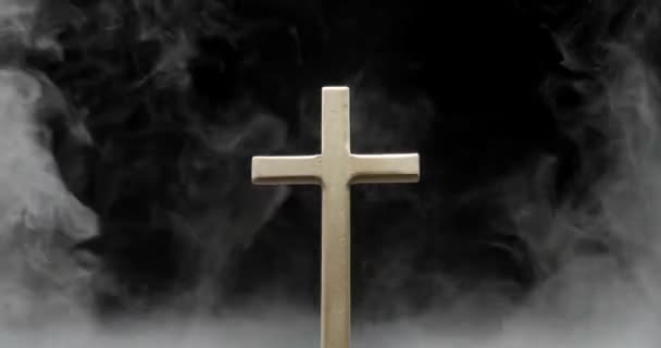 Christian Cross Heavenly Clouds Symbolizing Heaven Spirituality — Stock Video