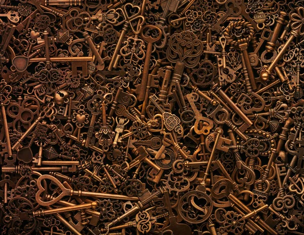 Πέλος Από Vintage Χάλκινα Κλειδιά Σκελετού — Φωτογραφία Αρχείου