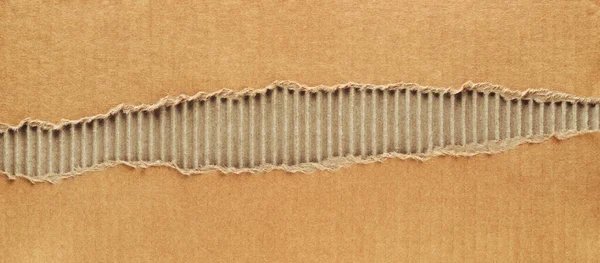 Caja Cartón Marrón Con Superficie Horizontal Rota — Foto de Stock