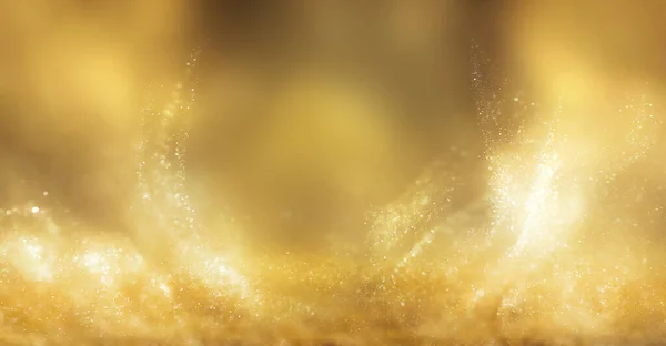 Abstract Gold Background Glittering Golden Dust Swirling Center Copy Space Stock Photo