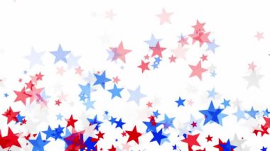 Amerika 'da 4 Temmuz, Anma Günü, Gaziler Günü ya da diğer vatansever Amerikan bayramları gibi kutlamalar için beyaz ve siyah arka planda yüzen kırmızı beyaz ve mavi yıldızlar..