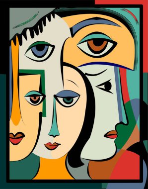 Colorful background, cubism art style,abstracts portraits