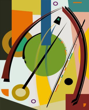 abstract composition , fancy   colorful shapes , green , brown , orange