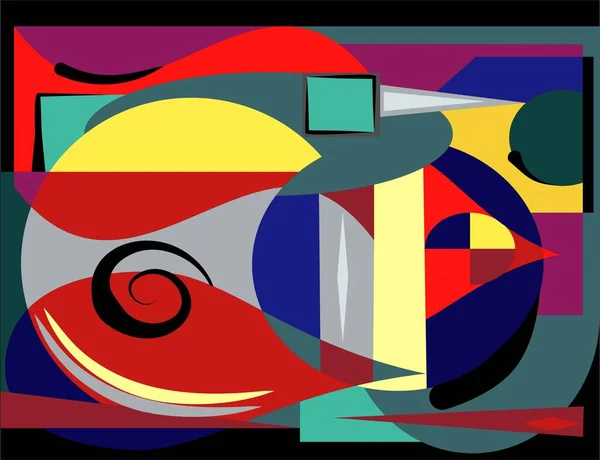 Composition Abstraite Formes Colorées Fantaisie Vert Rouge Jaune — Image vectorielle