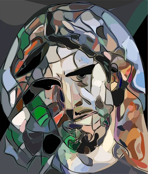 Fundo Abstrato Colorido Estilo Arte Cubismo Jesus Misericordioso —  Vetores de Stock