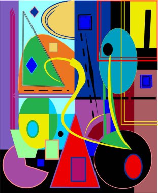 soyut renkli şekillerin bileşimi, mavi, kırmızı, yeşil