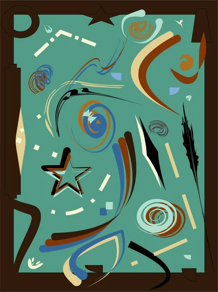 Абстрактный Красочный Фон Причудливые Изогнутые Формы Коричневый Бежевый Голубом — стоковый вектор