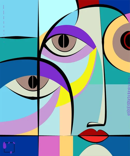 Colorful Background Cubism Art Style Abstracts Portraits — Vector de stock