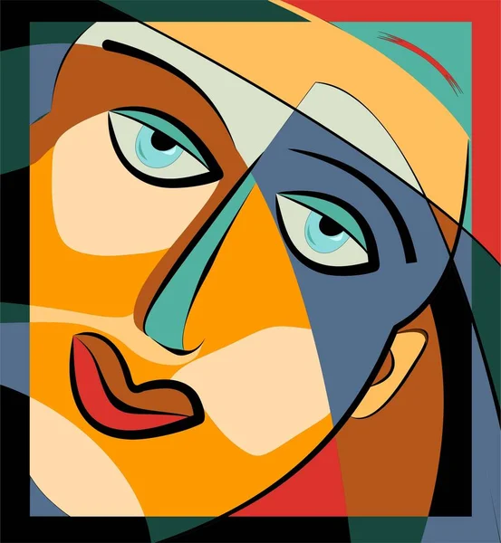 Abstrakt Brun Bakgrund Stiliserad Man Ansikte Expressionism Konst Stil — Stock vektor