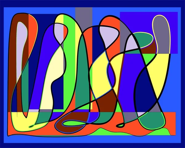 Omposition Formes Abstraites Colorées Sur Fond Bleu — Image vectorielle